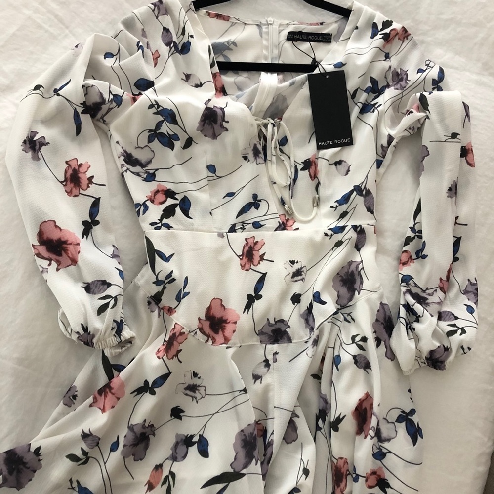 Haute Rogue Ooh La Luxe Romper Dress White Floral